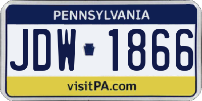 PA license plate JDW1866