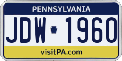 PA license plate JDW1960
