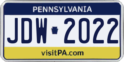 PA license plate JDW2022
