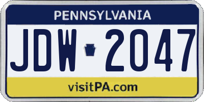PA license plate JDW2047