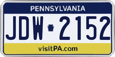 PA license plate JDW2152