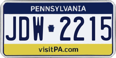 PA license plate JDW2215
