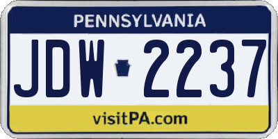 PA license plate JDW2237