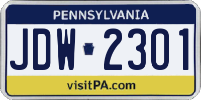 PA license plate JDW2301