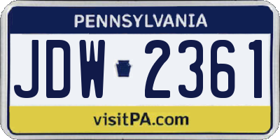 PA license plate JDW2361