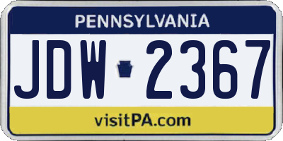 PA license plate JDW2367