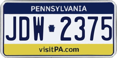 PA license plate JDW2375