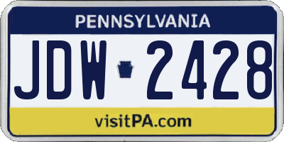 PA license plate JDW2428
