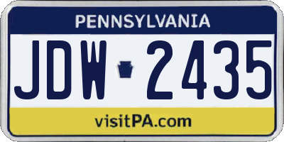 PA license plate JDW2435