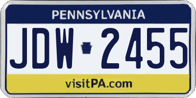 PA license plate JDW2455