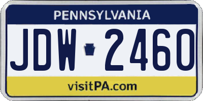 PA license plate JDW2460