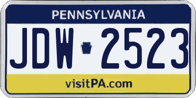 PA license plate JDW2523