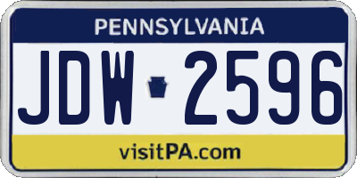 PA license plate JDW2596