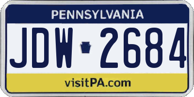 PA license plate JDW2684