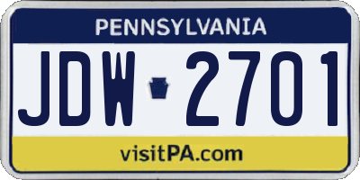 PA license plate JDW2701