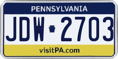 PA license plate JDW2703