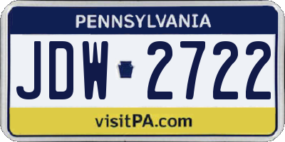 PA license plate JDW2722