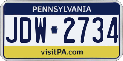 PA license plate JDW2734