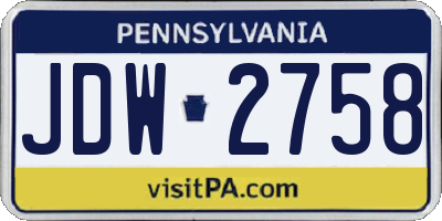 PA license plate JDW2758
