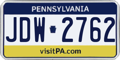 PA license plate JDW2762