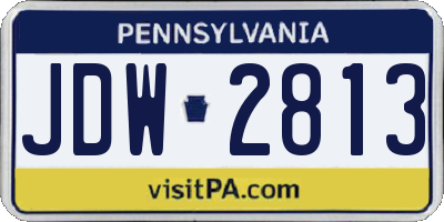 PA license plate JDW2813