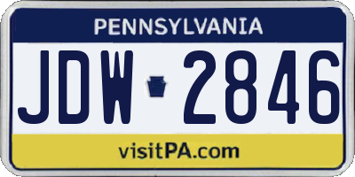PA license plate JDW2846