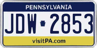 PA license plate JDW2853
