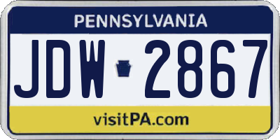 PA license plate JDW2867