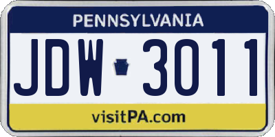 PA license plate JDW3011