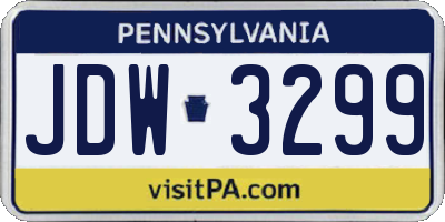 PA license plate JDW3299