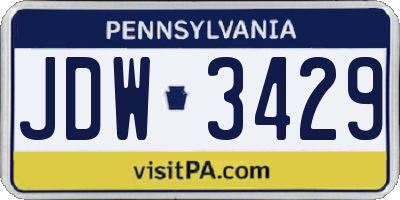 PA license plate JDW3429