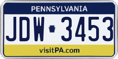 PA license plate JDW3453