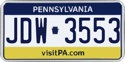 PA license plate JDW3553