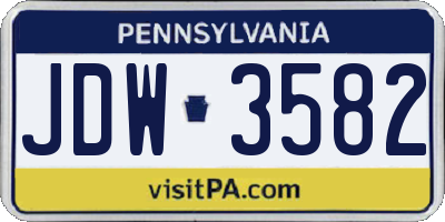PA license plate JDW3582