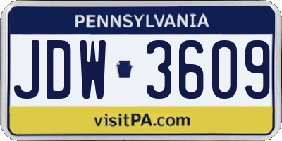 PA license plate JDW3609