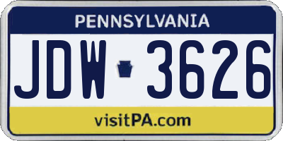 PA license plate JDW3626