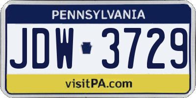 PA license plate JDW3729