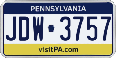 PA license plate JDW3757