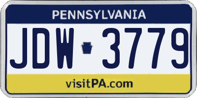 PA license plate JDW3779