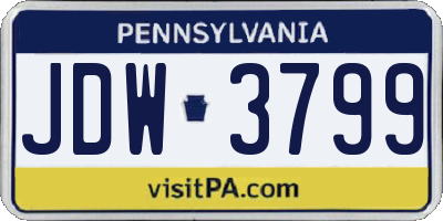 PA license plate JDW3799