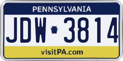 PA license plate JDW3814