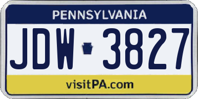 PA license plate JDW3827