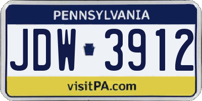 PA license plate JDW3912