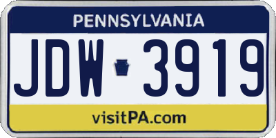 PA license plate JDW3919
