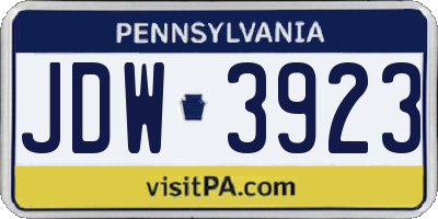 PA license plate JDW3923