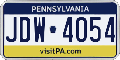 PA license plate JDW4054