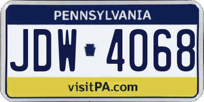 PA license plate JDW4068
