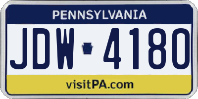 PA license plate JDW4180