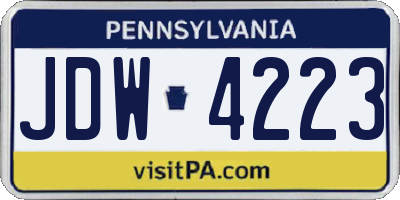 PA license plate JDW4223