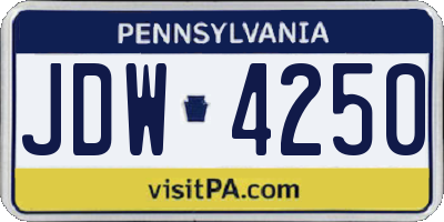 PA license plate JDW4250